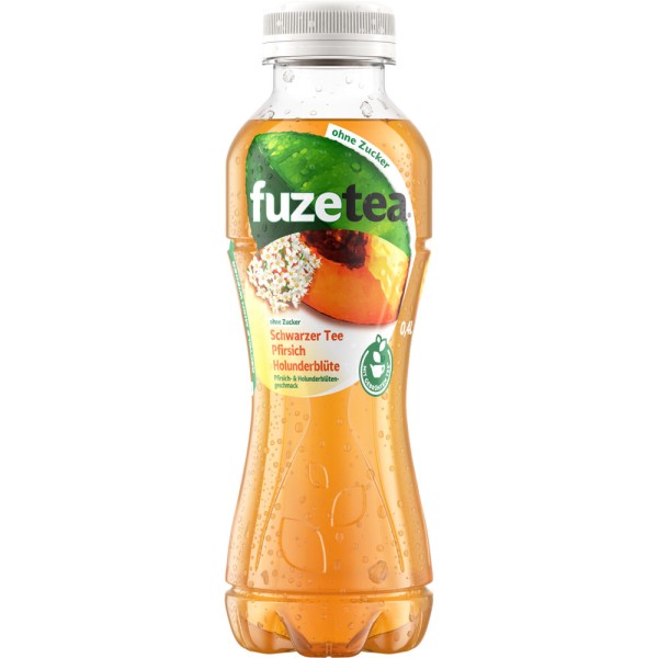 Fuze Tea Pfirsich Holunder ohne Zucker 12x 0,4 Liter PET Einweg